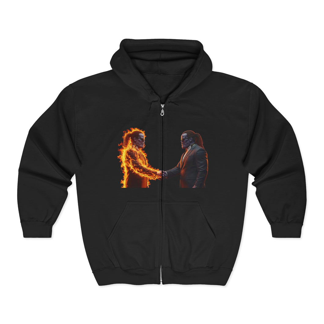 SuperherHoe Hoodie — Graphic Contrast Zip-Up Sweatshirt