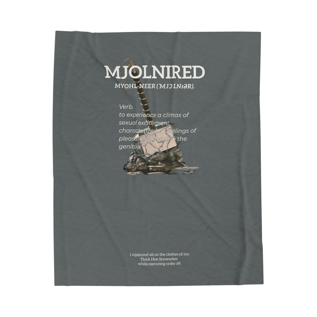 Velveteen Plush Blanket - 'MJOLNIRÆD' Minimal Dictionary Design by One who May Ascend