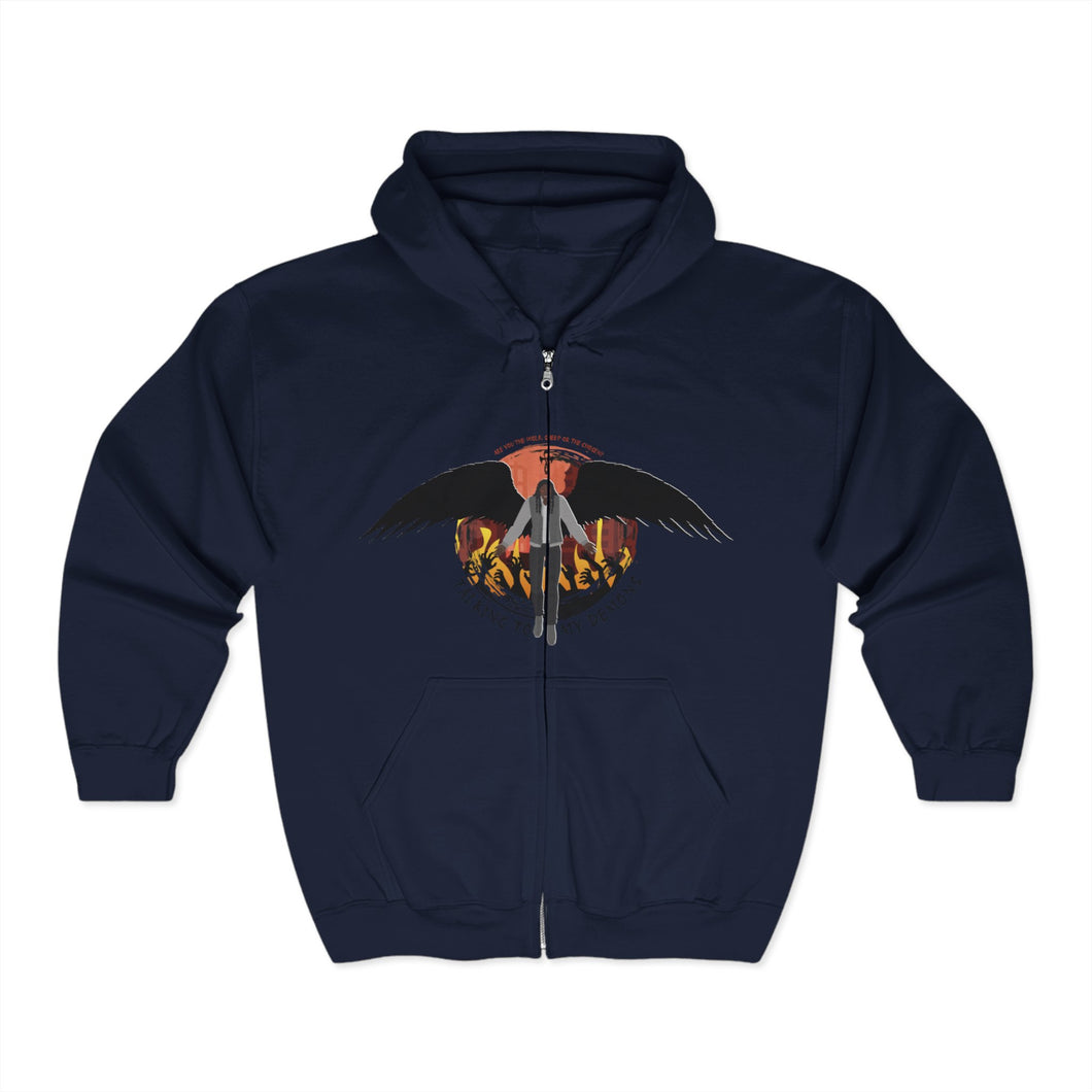 'Talking To My Demons' Stylish Unisex Zip Hoodie with Artistic Design - Perfect for Everyday Wear, Unisex Fashion, Cozy Layering, Gift for Him/Her, Trendy [...]
