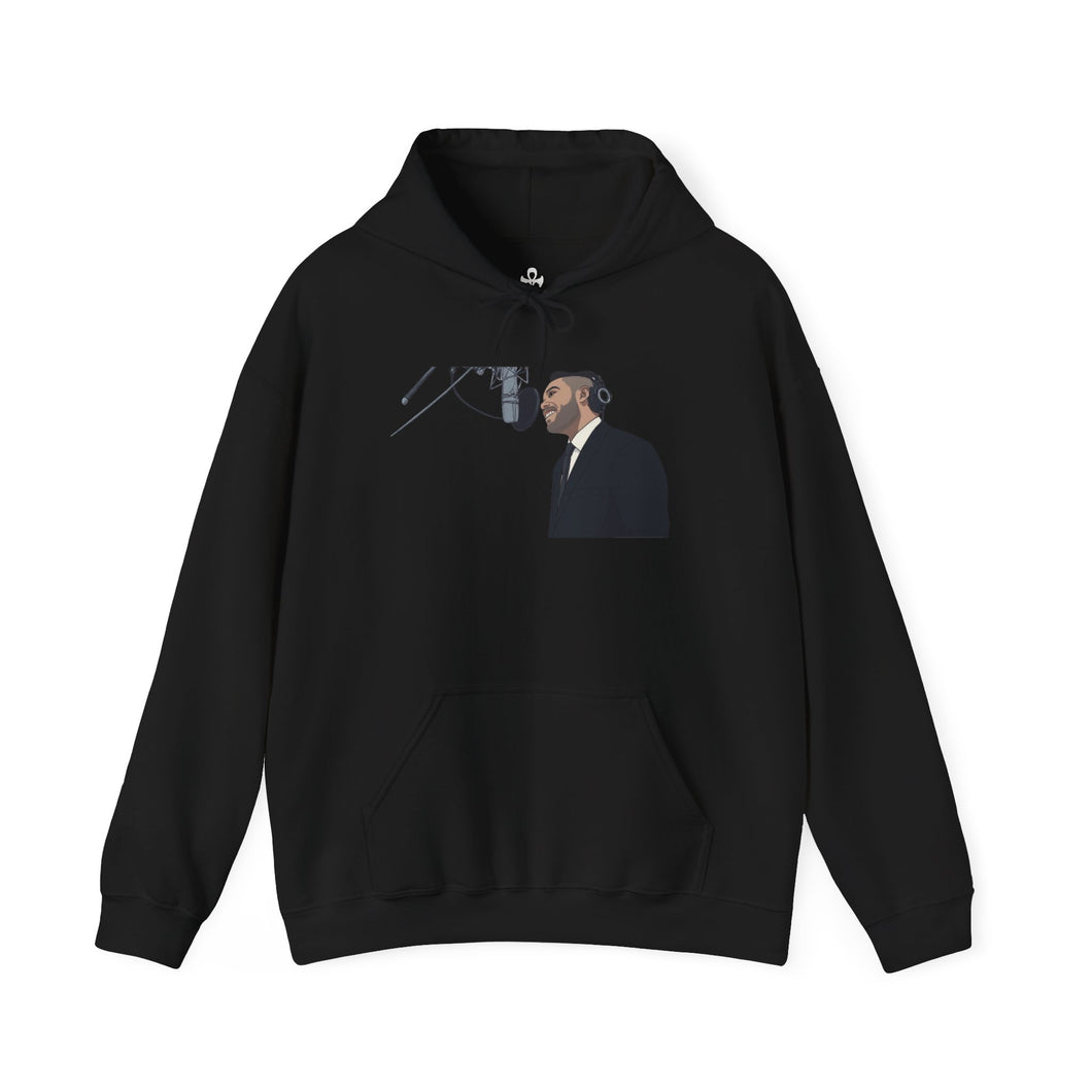 Exclusive OMA Vocal Studio Hoodie — Singer Portrait Front + Bold Script Back